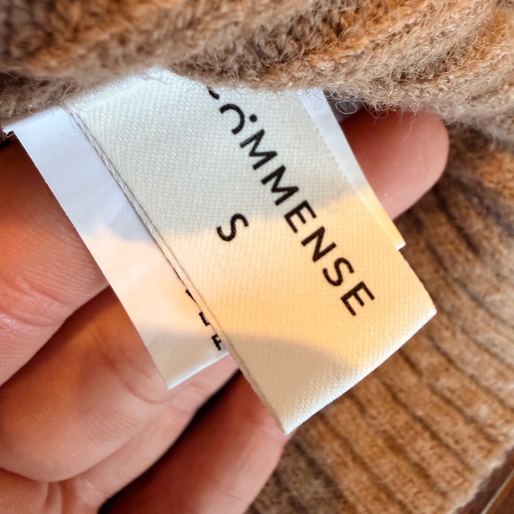Commense Ribbed Cardigan Camel Button Front Split Hem Minimalist Size S - Picture 8 of 12
